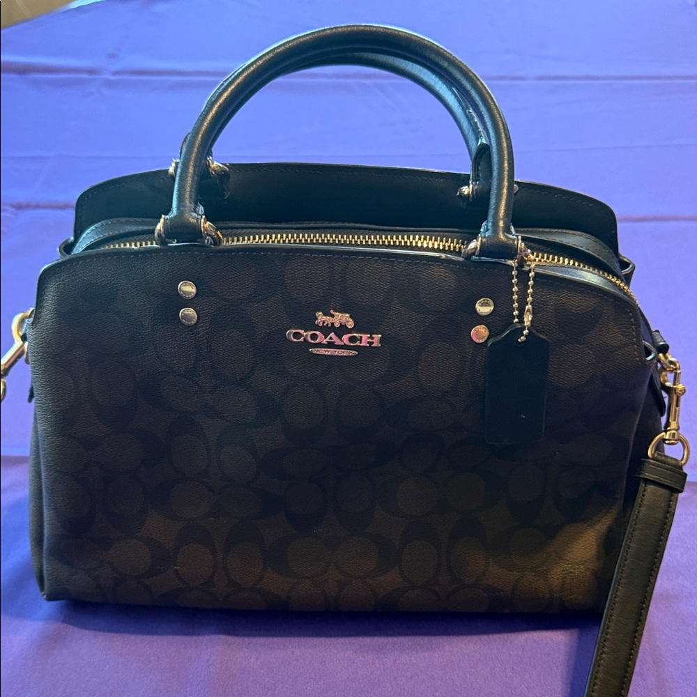 Coach Signature Lillie Black and Brown Crossbody Bag